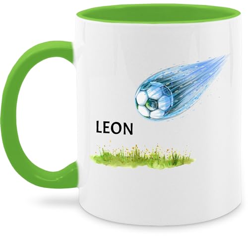 Tasse Tassen 325ml - Fußball Geschenke für Jungs Kinder Fußball Geschenk Mitgebsel - 325 ml - Hellgrün - fussball fussballgeschenk jungen fussballer name und fußballer von Geschenk mit Namen personalisiert by Shirtracer