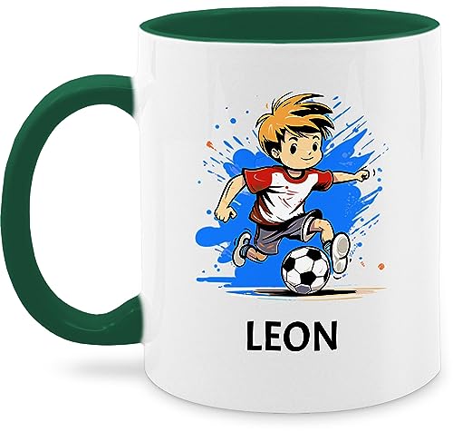 Tasse Tassen 325ml - Fußball Junge Fußballer Geschenk Kinder Name - 325 ml - Petrolgrün - geschenke fussball jungen personalisierte und text personalisierter für fussballer fußballfans druck + von Geschenk mit Namen personalisiert by Shirtracer