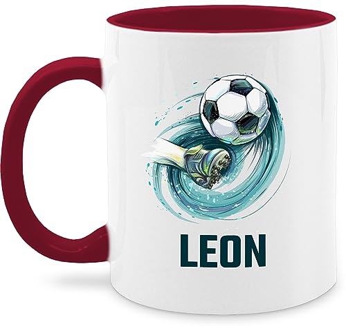 Tasse Tassen 325ml - Fußball Schuss Cool Fußballfan - 325 ml - Bordeauxrot - fussball fusball geschenke jungen name personalisierte kinder und fussballfan für fussballer spülmaschinenfest kind von Geschenk mit Namen personalisiert by Shirtracer