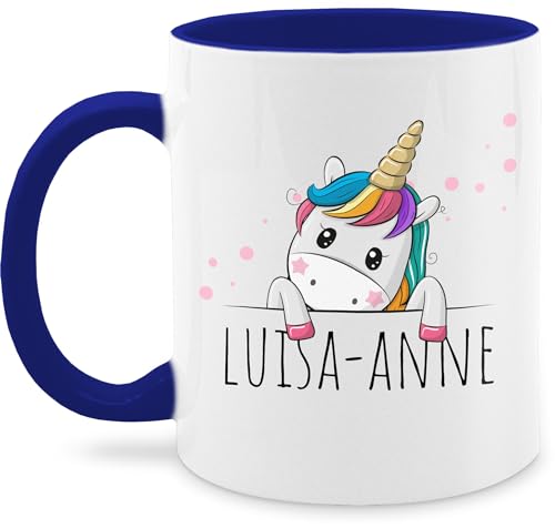 Tasse Tassen 325ml - Geschenk Einhorn Süß - 325 ml - Dunkelblau - unicorn name und einhörnern personalisierte unicorns motiv mädchen sachen geschenke einem personalisiertes eigenem von Geschenk mit Namen personalisiert by Shirtracer