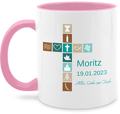 Tasse Tassen 325ml - Geschenk Taufe Konfirmation Firmung - 325 ml - Rosa - zur kommunion geschenke jungen personalisierte drauf individualisiert zum personalisiertes konfirmationsgeschenke von Geschenk mit Namen personalisiert by Shirtracer