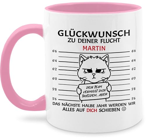 Tasse Tassen 325ml - Geschenk zum Abschied Kollegen Glückwunsch zu deiner Flucht Abschiedsgeschenk Kollegin mit Name I Abschied Kollege Jobwechsel Geschenk Kollege Pension - 325 ml - Rosa Tasse Tassen 325ml - Geschenk zum Abschied Kollegen Glückwunsch zu deiner Flucht Abschiedsgeschenk Kollegin mit Name I Abschied Kollege Jobwechsel Geschenk Kollege Pension - 325 ml - Rosa von Geschenk mit Namen personalisiert by Shirtracer