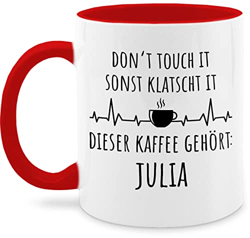 Tasse Tassen 325ml - Henkeltasse Damen bedruckt - Don't Touch - sonst Klatscht it - 325 ml - Rot - name personalisierte kaffeetasse kaffetasse spruch und kaffeetassen nur noch eine pflanze kaffee von Geschenk mit Namen personalisiert by Shirtracer