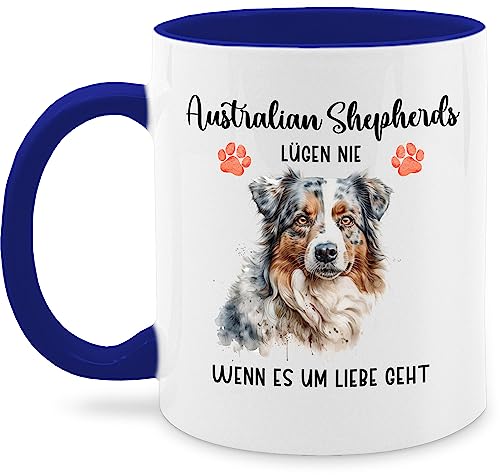 Tasse Tassen 325ml - Hunde - Australian Shepherd - Geschenk Hundebesitzern - 325 ml - Dunkelblau - name hund personalisierte hundemotiv hundebesitzer hundemotiven hunden und eigenem geschenke von Geschenk mit Namen personalisiert by Shirtracer