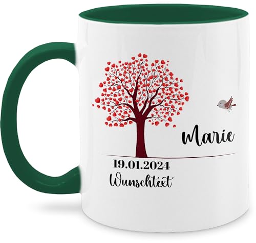 Tasse Tassen 325ml - Lebensbaum Taufe Geburt Kommunion Datum Geschenk - 325 ml - Petrolgrün - taufgeschenk mädchen personalisierte zur konfirmation firmung erstkommunion name personalisieren von Geschenk mit Namen personalisiert by Shirtracer