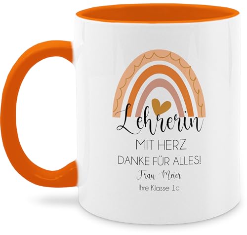 Tasse Tassen 325ml - Geschenke zum Abschied Lehrerin mit Herz mit Name und Regenbogen | Geschenk Lehrerinnen Abschiedsgeschenk Dankeschön - 325 ml - Orange - für gift teacher lehrerinen danke Tasse Tassen 325ml - Geschenke zum Abschied Lehrerin mit Herz mit Name und Regenbogen | Geschenk Lehrerinnen Abschiedsgeschenk Dankeschön - 325 ml - Orange - für gift teacher lehrerinen danke von Geschenk mit Namen personalisiert by Shirtracer