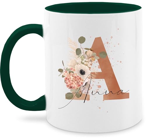 Tasse Tassen 325ml - Name - Watercolor Anfangsbuchstabe I Geschenk mit Initiale Geschenke - 325 ml - Dunkelgrün - buchstabe buchstabentasse buchstaben a mug namenstasse initialen ästhetik von Geschenk mit Namen personalisiert by Shirtracer