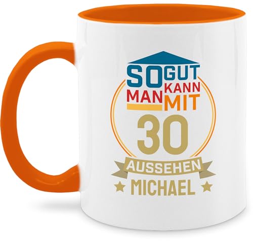 Tasse Tassen 325ml - 30. Geburtstag - So gut kann man mit 30 aussehen - zum Dreißigsten - gold blau - 325 ml - Orange - geschenke herren für dreißig mann 30.geburtstag jahre frau name geb von Geschenk mit Namen personalisiert by Shirtracer