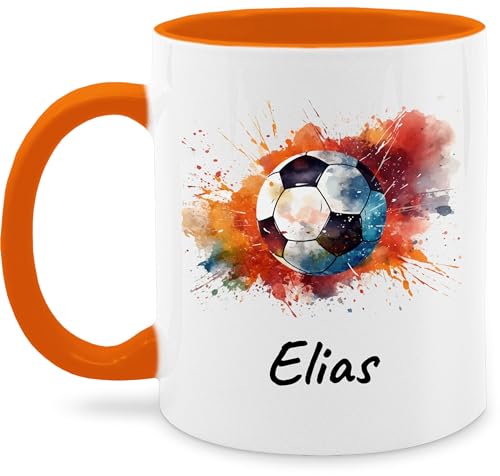 Tasse Tassen 325ml - Fußball Fußballer Fußballfan Fußballerin Geschenk - 325 ml - Orange - personalisierter fussball personalisierte geschenke für fussballer kinder name und text fußballfans von Geschenk mit Namen personalisiert by Shirtracer