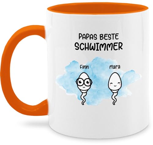 Tasse Tassen 325ml - zum Vatertag - Papas beste Schwimmer - Geschenke Männer Vater Witzig Väter Lustig - 325 ml - Orange - papa vatertagsgeschenk für papa... personalisierte name von von Geschenk mit Namen personalisiert by Shirtracer