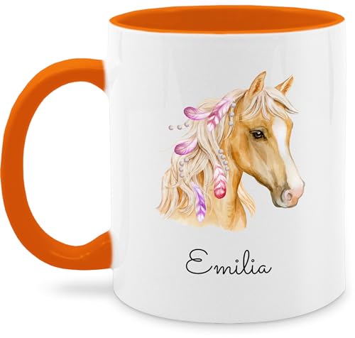 Tasse Tassen 325ml - Pferd Pferde - Pferdekopf - 325 ml - Orange - für pferdeliebhaber personalisierbar mädchen personalisierte geschenke reiter teenager pferden name pferdetassen pferdemotiv von Geschenk mit Namen personalisiert by Shirtracer