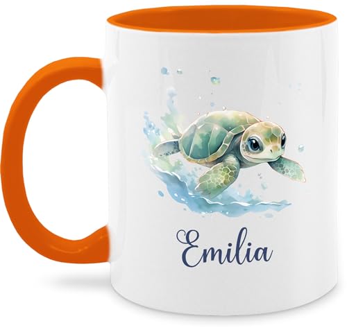 Tasse Tassen 325ml - Zootiere - Schildkröte Panzertier - 325 ml - Orange - schildkrötenmotiv schildkröten teetasse personalisierte und name kaffeetasse +name kinder geschenke thema von Geschenk mit Namen personalisiert by Shirtracer