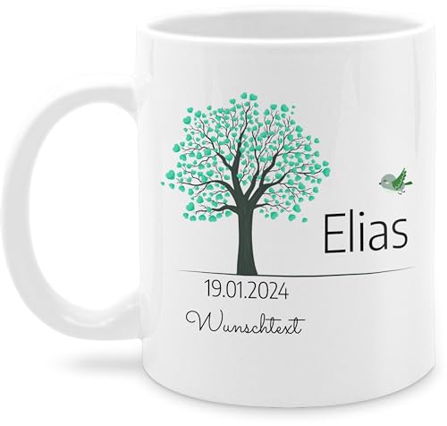 Tasse Tassen 325ml - Lebensbaum Geburt Taufe Kommunion Datum Geschenk - 325 ml - Weiß - junge personalisierte konfirmation konfirmations taufgeschenke baum taufgeschenk zur name personalisieren von Geschenk mit Namen personalisiert by Shirtracer