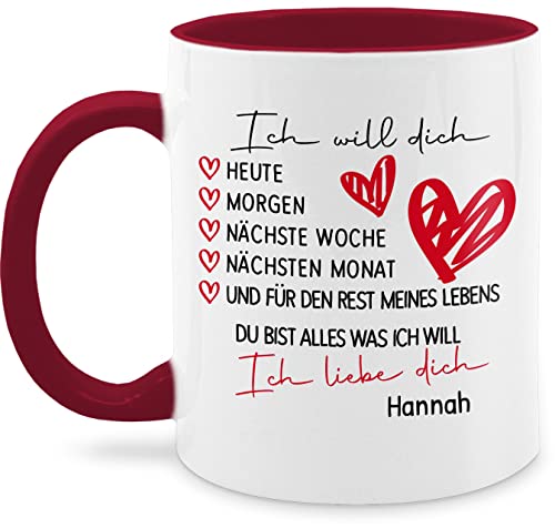 Tasse Tassen 325ml - Valentinstag Partner Freund & Freundin - Ich liebe Dich Geschenk - 325 ml - Bordeauxrot - weihnachtsgeschenke pärchen valentinstags geschenke liebes valentinstag-geschenk von Geschenk mit Namen personalisiert by Shirtracer