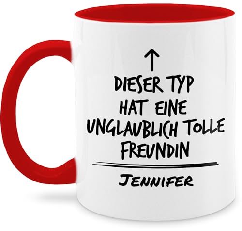 Tasse Tassen 325ml - Partner - Dieser Typ hat eine unglaublich tolle Freundin - mit Name - 325 ml - Rot - für meinen partnertassen couple ne kakao partnertasse paare partner-tassen liebe von Geschenk mit Namen personalisiert by Shirtracer