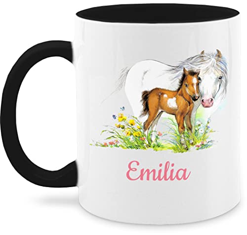 Tasse Tassen 325ml - Pferd Geschenk Pferde Mädchen Pferdeliebhaber - 325 ml - Schwarz - personalisierte geschenke für pferdefans name reiter sachen und pferdeherz mensch pferdegeschenk bilder von Geschenk mit Namen personalisiert by Shirtracer