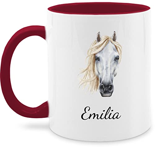 Tasse Tassen 325ml - Pferd Pferde - Pferdekopf Pferdeliebhaber Geschenk - 325 ml - Bordeauxrot - personalisierte geschenke für reiterin mensch und mädchen sachen teenager reiten name reiter bilder von Geschenk mit Namen personalisiert by Shirtracer