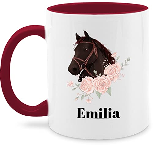 Tasse Tassen 325ml - Pferd Pferde - Wunschname Pferdekopf - 325 ml - Bordeauxrot - personalisierte geschenke für reiterin und reiter sachen mädchen pferdeherz bilder pferdegeschenk einem von Geschenk mit Namen personalisiert by Shirtracer