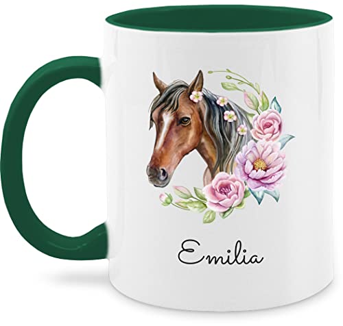 Tasse Tassen 325ml - Pferd Pferde - Wunschname Pferdekopf Name - 325 ml - Petrolgrün - mädchen sachen teenager reiten eine einem geschenke für reiterinnen selbst bedrucken glühwein reitsport von Geschenk mit Namen personalisiert by Shirtracer