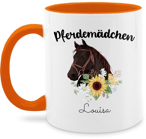 Tasse Tassen 325ml - Pferd - Pferdekopf mit Name personalisiert I Geschenk Pferdemädchen I Geldgeschenk Pferde Mädchen - 325 ml - Orange - reitersachen pferden blumen glühweintassen von Geschenk mit Namen personalisiert by Shirtracer