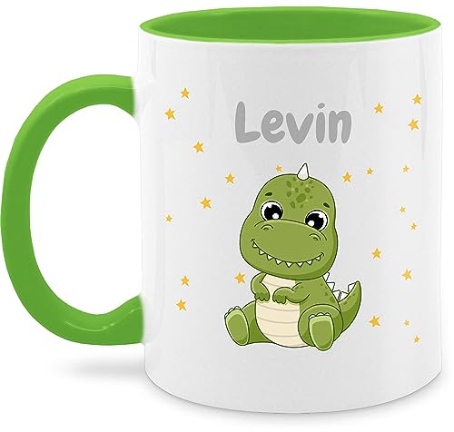 Tasse Tassen 325ml - Süßer Dino Dinosaurier Dinosaurus Dinomotiv - 325 ml - Hellgrün - süß personalisierte tier mug mit. tieren groß kinder saurier dinosaur name personalisierter und von Geschenk mit Namen personalisiert by Shirtracer