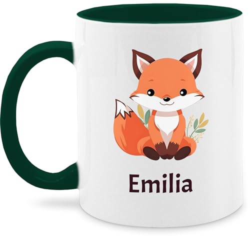 Tasse Tassen 325ml - Süßer Fuchs Geschenk mit Name personalisiert I Wildtiere I Raubtier I Fox - 325 ml - Dunkelgrün - personalisierte +mit+fuchs fuchsmotiv kaffeetasse motiv personalisieren von Geschenk mit Namen personalisiert by Shirtracer