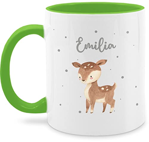 Tasse Tassen 325ml - Süßes Reh - 325 ml - Hellgrün - kaffeetasse kinder tieren tiere baby kaffeetassen rehe waldtiere tier name rehkitz und personalisierte geschenke von Geschenk mit Namen personalisiert by Shirtracer