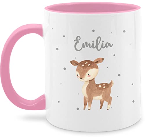 Tasse Tassen 325ml - Süßes Reh - 325 ml - Rosa - kaffeetasse kinder tieren waldtiere kaffeetassen tiere tier rehe name rehkitz und personalisierte geschenke baby von Geschenk mit Namen personalisiert by Shirtracer