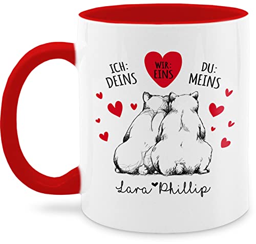 Tasse Tassen 325ml - Valentinstag Partner Freund & Freundin - Ich Deins Du Meins - Bären - 325 ml - Rot - valendienstagsgeschenk wir eins personalisierte für paare love ihn von Geschenk mit Namen personalisiert by Shirtracer