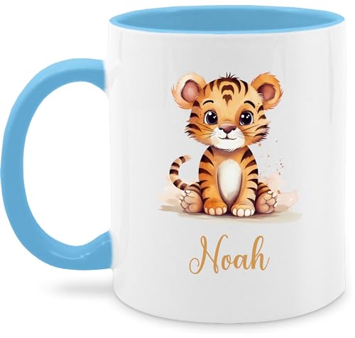 Tasse Tassen 325ml - Zootiere - Tiger - 325 ml - Hellblau - tiermotiv name tiger, personalisierte und von Geschenk mit Namen personalisiert by Shirtracer