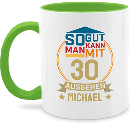 Tasse Tassen 325ml - 30. Geburtstag - So gut kann man mit 30 aussehen - zum Dreißigsten - gold blau - 325 ml - Hellgrün - mann herren geschenke für dreißig jahre frau 30.geburtstag geb name von Geschenk mit Namen personalisiert by Shirtracer