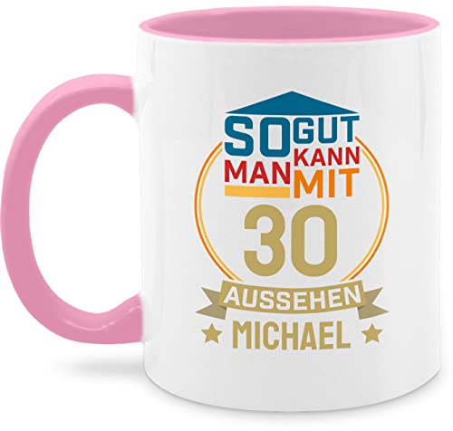 Tasse Tassen 325ml - 30. Geburtstag - So gut kann man mit 30 aussehen - zum Dreißigsten - gold blau - 325 ml - Rosa - geschenke herren für 30.geburtstag jahre frau dreißig mann geb lustige name von Geschenk mit Namen personalisiert by Shirtracer