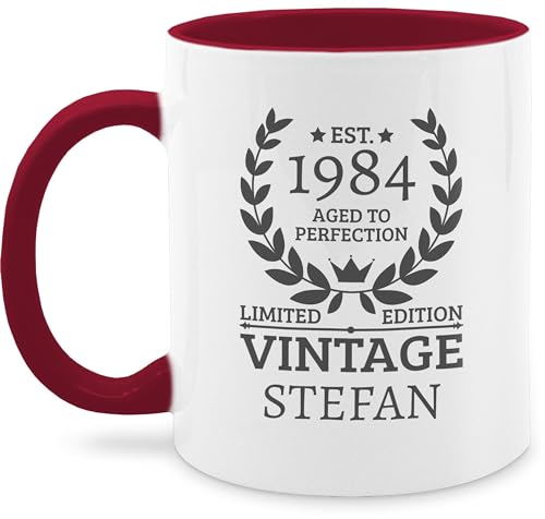 Tasse Tassen 325ml - 40. Geburtstag - Est.1984 Aged to perfection Limited Edition - 325 ml - Bordeauxrot - 40 years 1983 vintage name 40.geburtstag jahre 40.jahre vierzigsten vierzigster zum von Geschenk mit Namen personalisiert by Shirtracer