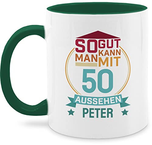 Tasse Tassen 325ml - 50. Geburtstag - So gut kann man mit 50 aussehen zum Fünzigsten - rot/blau - 325 ml - Petrolgrün - personalisierte jahre 50.geburtstag kaffeetasse name kaffeetassen für von Geschenk mit Namen personalisiert by Shirtracer