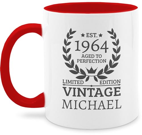 Tasse Tassen 325ml - 60. Geburtstag - Limited Edition Est 1964-325 ml - Rot - 1963 aged to perfection kaffeetasse zum 60 frau personalisierte 60.geburtstag jahre geburtsjahr cafe mann sprüche von Geschenk mit Namen personalisiert by Shirtracer