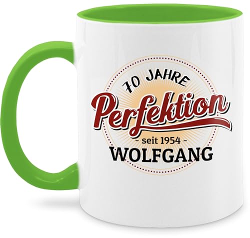 Tasse Tassen 325ml - 70. Geburtstag - 70 Jahre Perfektion - seit 1954-325 ml - Hellgrün - zum 70sten kaffee haferl geschenke personalisierte 70er kaffeetasse geburtstagsgeschenk für männer von Geschenk mit Namen personalisiert by Shirtracer