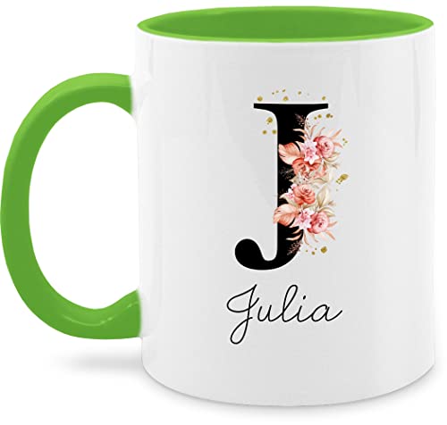 Tasse Tassen 325ml - Buchstabe mit Name personalisiert I Anfangsbuchstabe I Initiale - 325 ml - Hellgrün - patentante buchstabentasse buchstaben j glühweintassen personalisierte kita von Geschenk mit Namen personalisiert by Shirtracer