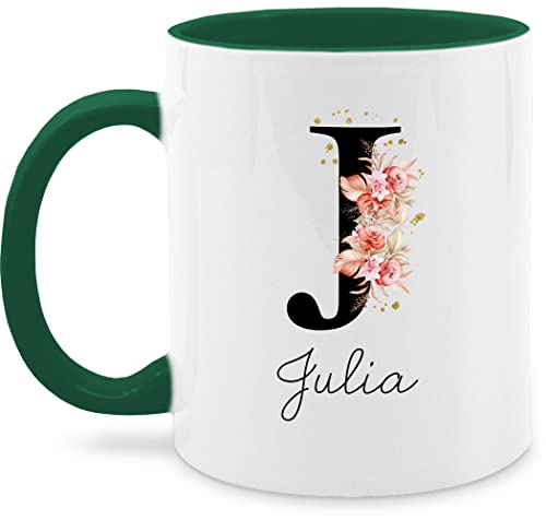 Tasse Tassen 325ml - Anfangsbuchstabe Name - Buchstabe - 325 ml - Petrolgrün - personalisierte geschenke gestalten bedruckt persönliche namens personalisiertes costumized gift personalisierbare von Geschenk mit Namen personalisiert by Shirtracer