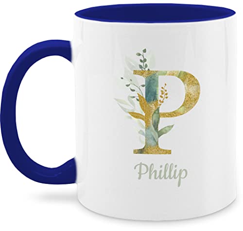 Tasse Tassen 325ml - Anfangsbuchstabe Name - Namens Geschenk - 325 ml - Dunkelblau - personalised mug buchstabentasse buchstaben letter kaffeetasse buchstabe namenstasse initialen letters teetasse von Geschenk mit Namen personalisiert by Shirtracer