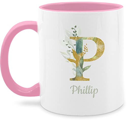 Tasse Tassen 325ml - Anfangsbuchstabe Name - Namens Geschenk - 325 ml - Rosa - personalisiertes bedrucken personalisierte buchstabe geschenke lebenspartner kita wunschname selbst gestalten von Geschenk mit Namen personalisiert by Shirtracer