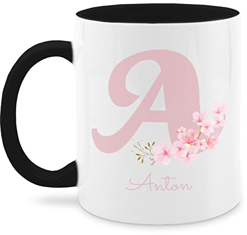 Tasse Tassen 325ml - Anfangsbuchstabe Name - Personalisierte Geschenke mit Anfangsbuchstaben Geschenkideen mit Namen - 325 ml - Schwarz - kita selbst gestalten personalisiertes weihnachten von Geschenk mit Namen personalisiert by Shirtracer