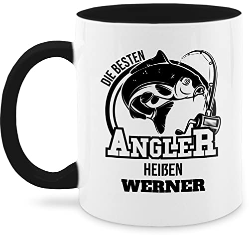 Tasse Tassen 325ml - Angeln - Angler Geschenk - 325 ml - Schwarz - angler+tasse personalisierte angel geschenke name fisch angelzubehör fischen sachen geschenk+für+angler von Geschenk mit Namen personalisiert by Shirtracer