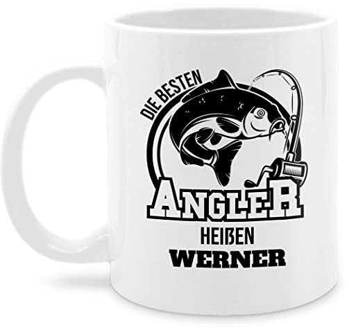 Tasse Tassen 325ml - Angeln - Angler Geschenk - 325 ml - Weiß - angel fischen name angler+tasse fisch angelzubehör geschenke personalisierte sachen geschenk+für+angler von Geschenk mit Namen personalisiert by Shirtracer