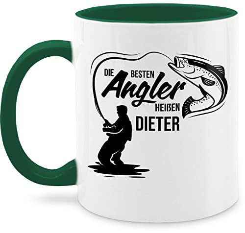 Tasse Tassen 325ml - Besten Angler - Vatertagsgeschenk Angeln Angelzubehör personalisiert mit Namen Angelgeschenkideen Geschenke für Angler Angel Geschenk für Männer Fischer - 325 ml - Petrolgrün von Geschenk mit Namen personalisiert by Shirtracer