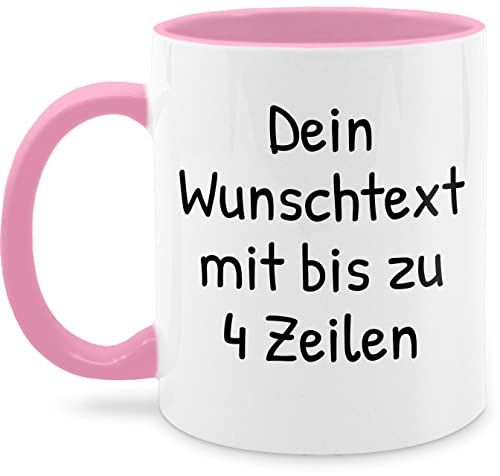 Tasse Tassen 325ml - Aufdruck selbst gestalten - Wunschdruck Text Namen I Eigener Text I Custom Text - 325 ml - Rosa - selber name schreiben paartassen wunschtext trinkgeld glühweintassen zum von Geschenk mit Namen personalisiert by Shirtracer
