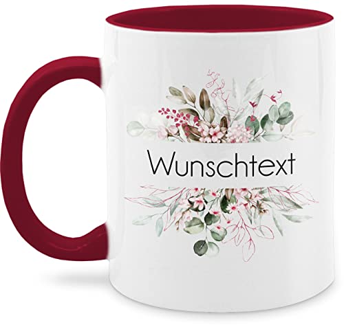 Tasse Tassen 325ml - Aufdruck selbst gestalten - Wunschtext - 325 ml - Bordeauxrot - büro personalisierte caffe bedrucken blumen kaffeepott für individuelle eigener text eigenem kaffee lehrerinnen von Geschenk mit Namen personalisiert by Shirtracer