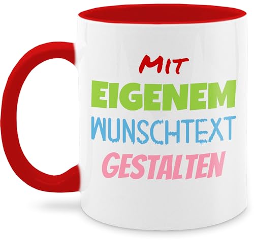 Tasse Tassen 325ml - Aufdruck selbst gestalten - Wunschtext - 325 ml - Rot - individuelle text kaffee personalisierte selber bedrucken groß name beschriften lassen tee und datum eigenem schriftzug von Geschenk mit Namen personalisiert by Shirtracer