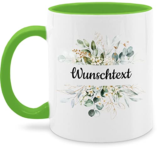 Tasse Tassen 325ml - Aufdruck selbst gestalten - Wunschtext Text I eigener Text - 325 ml - Hellgrün - anpassen custom mug personalisierte blumen glühweintassen blumig selber paartassen 4 zeilen von Geschenk mit Namen personalisiert by Shirtracer