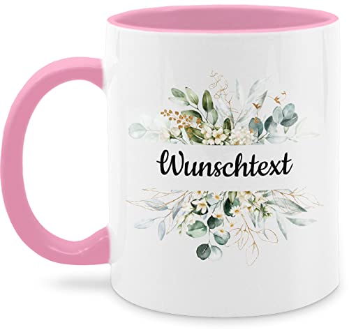 Tasse Tassen 325ml - Aufdruck selbst gestalten - Wunschtext Text I eigener Text - 325 ml - Rosa - anpassen custom mug personalisierte blumen glühweintassen blumig selber paartassen 4 zeilen flowers von Geschenk mit Namen personalisiert by Shirtracer