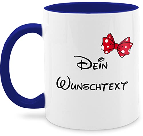 Tasse Tassen 325ml - Aufdruck selbst gestalten - Wunschtext Schleife - 325 ml - Dunkelblau - eigenem text selber erstellen namens kaffeetasse zum selbstgestalten individueller beschriftung von Geschenk mit Namen personalisiert by Shirtracer